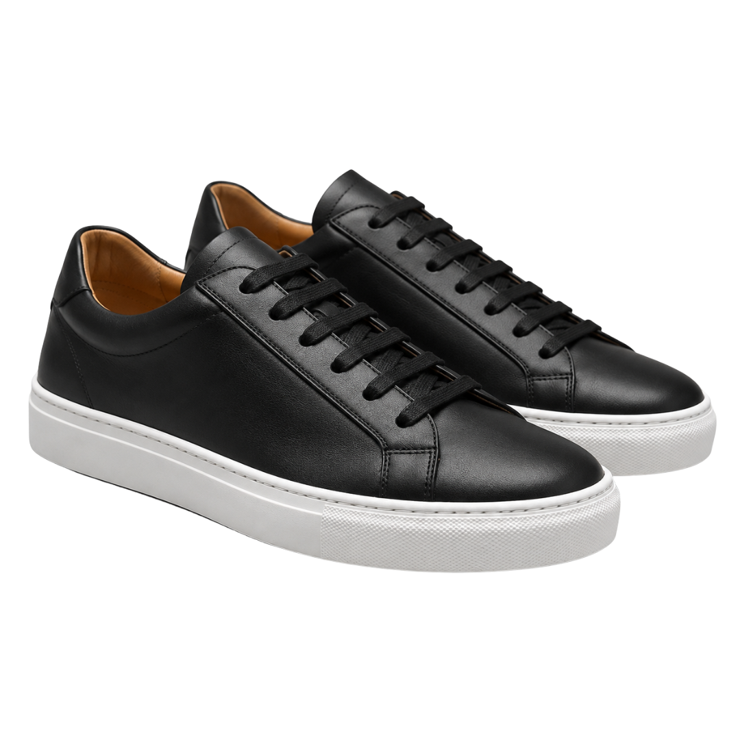 Minimalist Black Leather Sneakers | Zountther