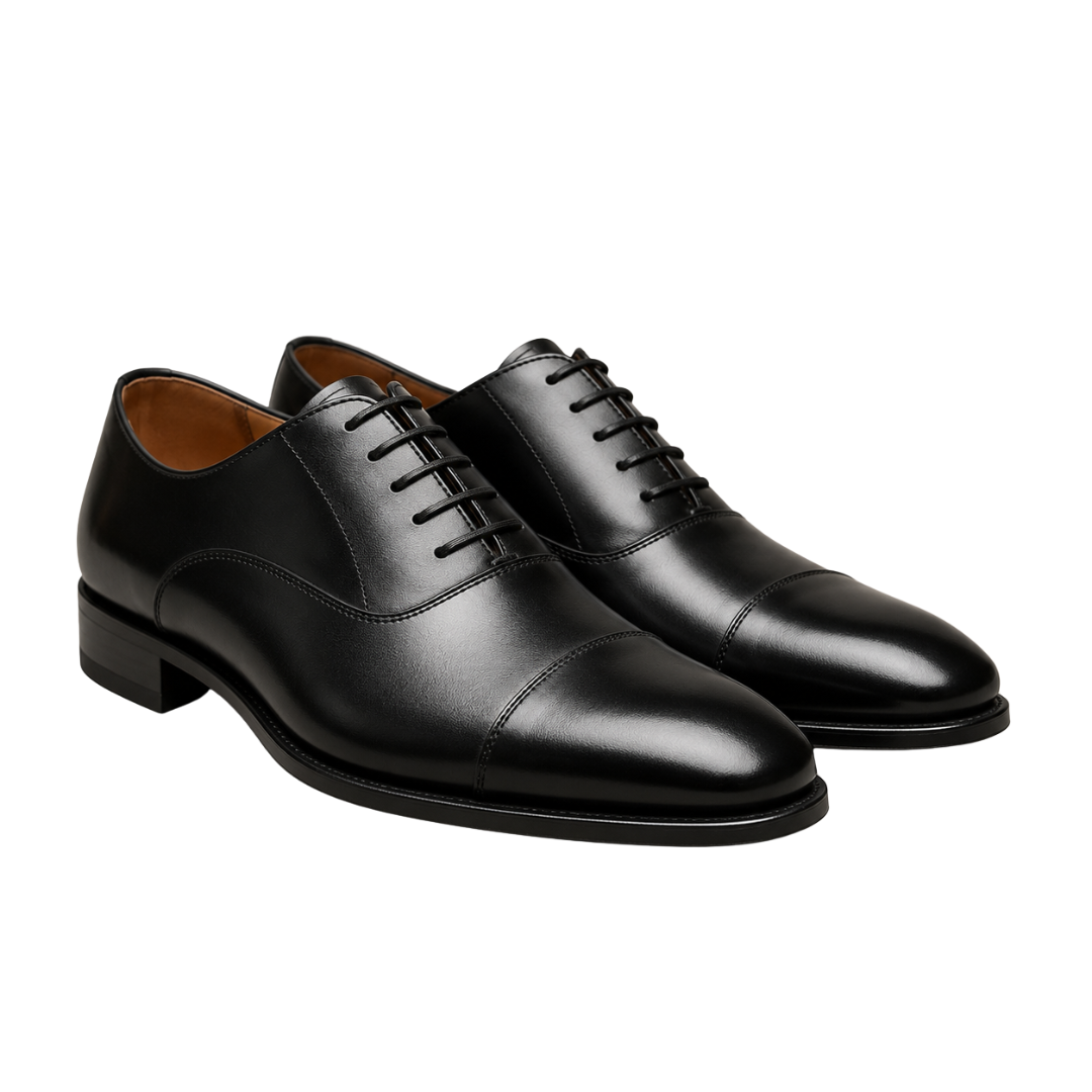Polished Black Leather Oxford Shoes | Zountther