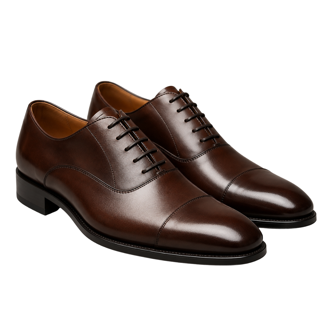 Polished Chestnut Leather Oxford Shoes | Zountther