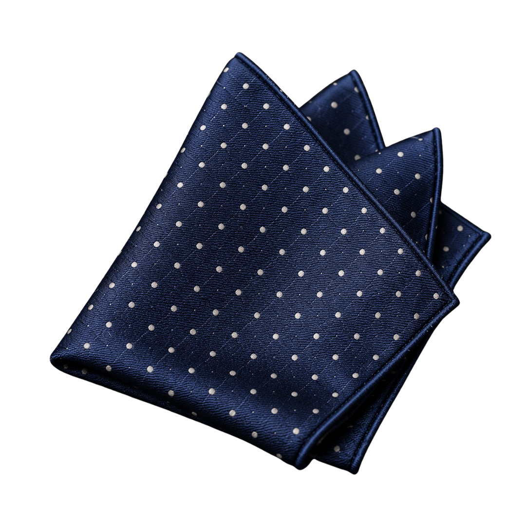 Navy Polka Dot Silk Pocket Square | Zountther