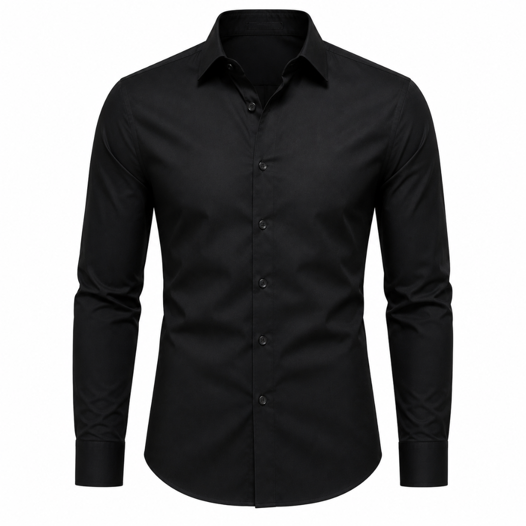 Slim-Fit Black Premium Cotton Dress Shirt | Zountther